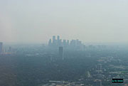 Houston skyline shrouded in smog