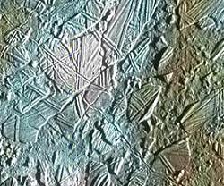 Fractured terrain on Europa -- image credit: Galileo