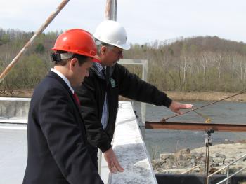 Touring the Bedford hydroelectric dam