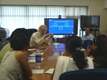 Professor Gary Weaver interacts with students during a presentation on Culture, Communication and Conflict at the American Center, Mumbai