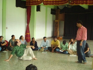 The workshop in progress at the Academy of Theatre Arts, Mumbai University, Kalina, Santacruz