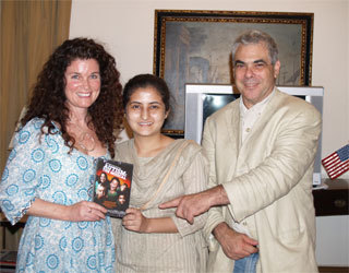 Karachi, July 13, 2009 – Filmmaker and director Ms. Tricia Regan and film specialist Mr. Bart Weiss with local journalist after the showing of a documentary movie “Autism: The musical” at the Consul General’s Residence.