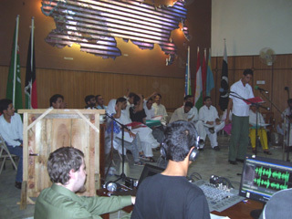 Journalism and Fine Arts students of the University of Peshawar and Kohat University of Science and Technology performing in a live radio broadcast of 