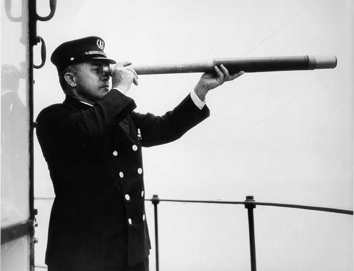 A photo of Lighthouse Service Keeper Samuel Amalu at his station on Oahu, circa 1925