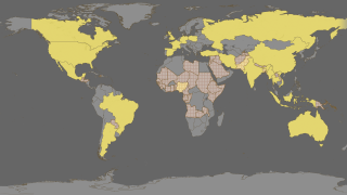 The United Nations is projecting the cross-hatched areas in light red to double their population.<p>Yellow represents the countries that currently produce over 80% of the world's wheat, grain, and cereals.
