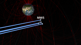 The tetrahedral flying configuration of the 4 MMS spacrcraft (available with and without labels)