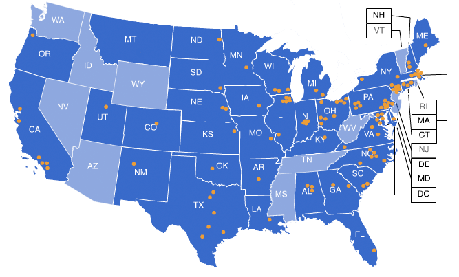 Map of PBRN Networks in U.S.