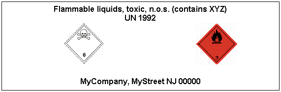 Flammable liquids, toxic, n.o.s. (contains XYZ) UN 1992