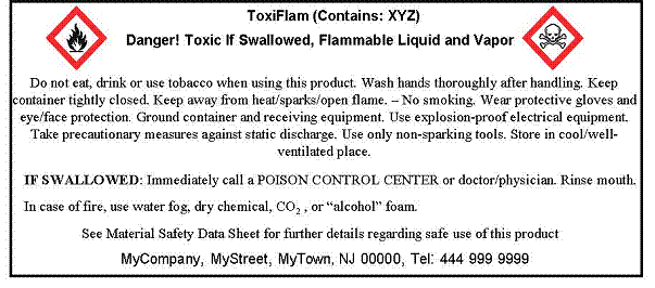 Figure 4.12 - Example GHS Inner Container Label