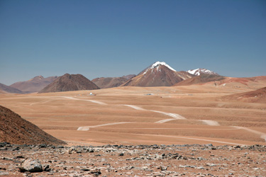At an elevation of more than 5000 meters and peaks rising to 5500 meters, the Chajnantor 
    Plateau in Chile is a popular spot for atmospheric and astronomical research. 