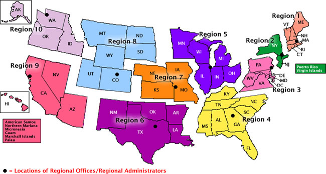 Map showing ACF Regions with title Map - ACF Regions