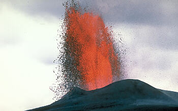 Lava fountain at Pu`u` `O`o vent on Kilauea Volcano, Hawai`i