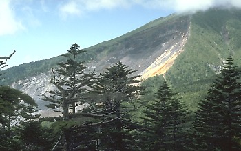 Landslide scar on side of Mt. Ontake, Japan