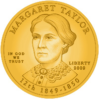 Margaret Taylor First Spouse $10 Gold Coin obverse and reverse images.