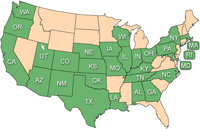 map of US Herpevac trial sites