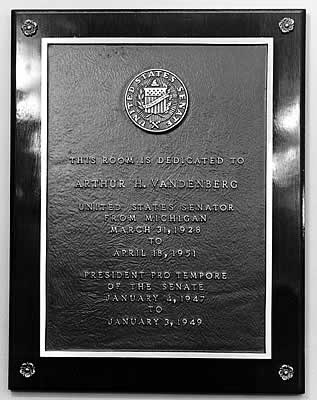 Arthur H. Vandenberg Room Plaque