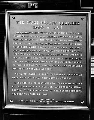 First Senate Chamber in the Capitol Plaque