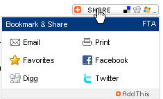 Share button - accessible in upper right hand corner of a majority of FTA webpages.