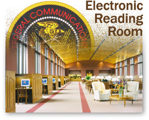Photo of a Reading Room with Label: Electronic Reading Room