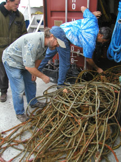 inspecting the rope