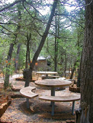 two quaint picnic tables at carolino canyon picnic area