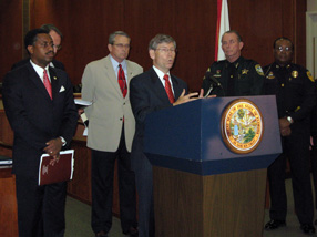 Attorney General Bill McCollum at the Gang Reduction Strategy press conference