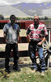 Biologist Rick Kuyper (left) and Rancher Bruce Hafenfeld at the Hafenfeld Ranch.