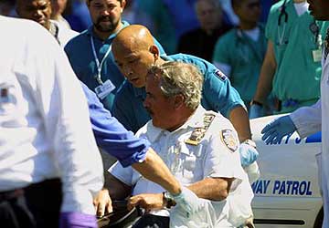 St. Vincent's transporter Jose Bernales helping victims on September 11, 2001.