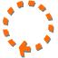A dotted, orange line forming a circle