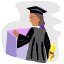 Student in cap and gown holding a degree