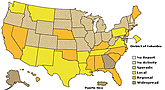 Map of flu activity in the U.S. for week ending August 22, 2009. Click to view the full Situation Update.