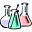 Three glass beakers filled with liquid