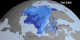 This sequence shows Arctic sea ice thickness derived from fall campaigns from the ICESat satellite. While the sea ice extent might look similar from year to year this thickness data shows dramatic thinning especially near the North Pole (shown in dark blue). This image was generated with data acquired between Oct 4 - Oct 19, 2008.