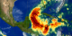 Hurricane Wilma and Tropical Storm Alpha rain accumulation trails as of October 25, 2005