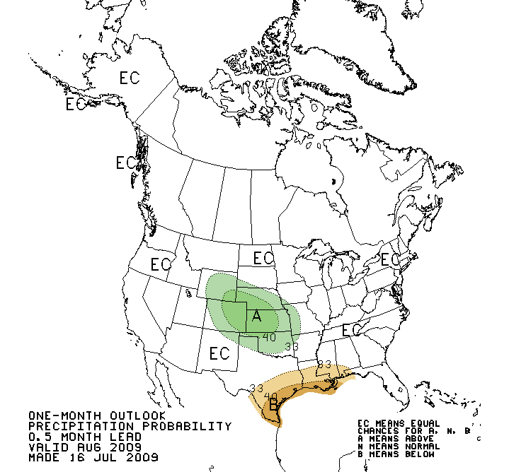 One Month  Precipitation Outlook
