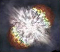 Artists rendering of a supernova explosion