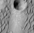 Detail from a HiRISE camera image of dunes in Herschel Crater on the surface of Mars, demonstrating the influence of wind on the Martian surface. Credit: NASA/JPL/University of Arizona