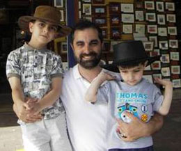 Gregory Abowd (center) with his sons Aidan (left) and Blaise (right).