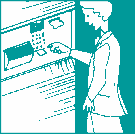 Illustration of a man using an automated teller machine