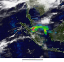 satellite image of smoke from fires in Sumatra