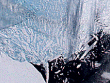 image of Antarctica's Larsen B Ice Shelf disintegrating in 2002