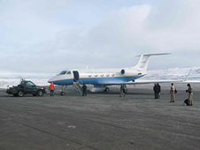 NASA Dryden's Gulfstream III research aircraft on the ramp at Thule, Greenland.