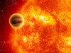 Exoplanet orbiting close to its sun.