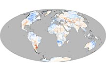2008-2009 Winter Land Surface Temperature Anomalies
