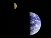 Galileo spacecraft image of the moon and Earth together