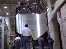 SDO is rolled through Goddard's hallways, in preparation for transport to KSC
