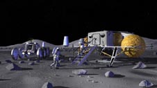 Artist's concept of a small lunar base