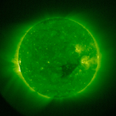 The sun in light emitted at 1.5 million degrees C taken on Dec, 4 by STEREO's SECCHI/EUVI telescope.