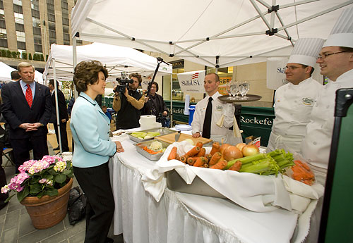 Former-U.S. Secretary of Labor Elaine L. Chao talks with SkillsUSA students from the Culinary Institute of America