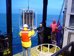 Retrieving the rosette water sampler